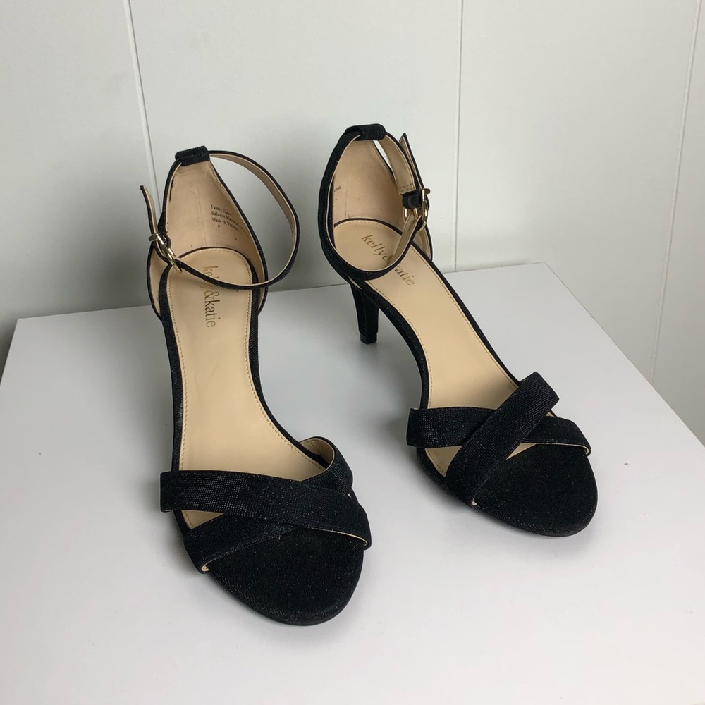 Kelly & Katie Black Ankle Strap Heels